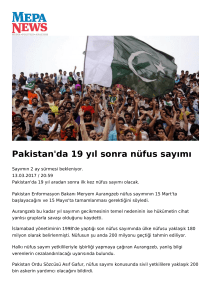 Pakistan`da 19 yıl sonra nüfus sayımı