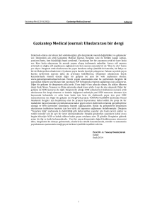 Gaziantep Medical Journal: Uluslararası bir dergi