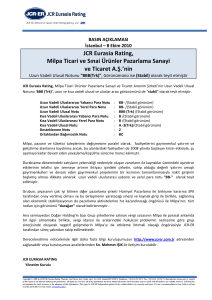 JCR Eurasia Rating, Milpa Ticari ve Sınai Ürünler