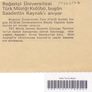 Boğaziçi Üniversitesi 7svu>b Türk Müziği Kulübü, bugün Saadettin