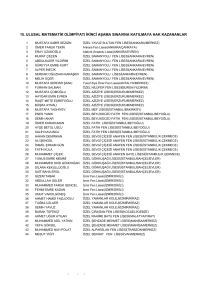 i i i 15. ulusal matematik olimpiyatı ikinci aşama sınavına