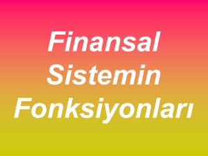 Finansal Sistemin Fonksiyonları