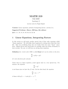MATH219 Lecture 2