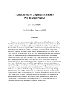 Turk Education Organization in the Pre-Islamic Period
