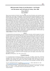 1980 Sonrasında Türkiye’de Sol Hareketler ve Sol Partiler