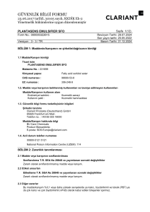 Clariant SDS PLANTASENS EMULSIFIER SFO Turkey Turkish