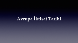 Avrupa İktisat Tarihi Ders Notları