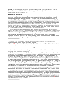 Mourning and Melancholia: Freud's Psychoanalytic Study