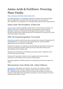 Amino Acids & Fertilizers  Powering Plant Vitality