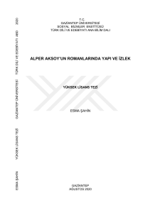 Alper Aksoy Romanları Yapı ve İzlek Yüksek Lisans Tezi
