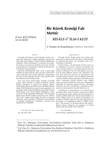 Risâle-i ‘İlm-i Ketf: Kürek Kemiği Falı Metni ve Analizi