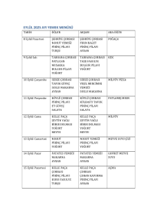 Eylül 2025 Yemek Menüsü