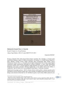 Balkanlarda Osmanlı Mirası ve Ulusçuluk Kitap İncelemesi - Karpat