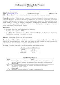 Mathematical Methods in Physics I Syllabus - FIZ323E Course Outline