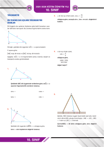 10. Sınıf Trigonometri Alıştırmaları