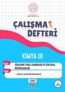Kimya 10 Çalışma Defteri: Kimyasal Hesaplamalar ve Temel Kanunlar