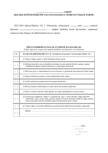 2025-2026 Onur Kurulu &Ouml;ğrenci Teklif Formu