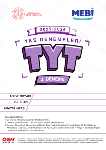 YKS TYT 2. Deneme Sınavı 2025-2026 &Ccedil;&ouml;z&uuml;ml&uuml;