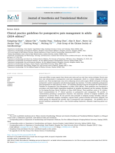 2024 Clinical Practice Guidelines for Postoperative Pain Management in Adults