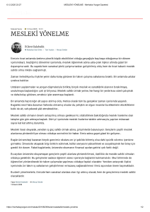 Mesleki Y&ouml;nelme: Meslek Eğitiminin &Ouml;nemi